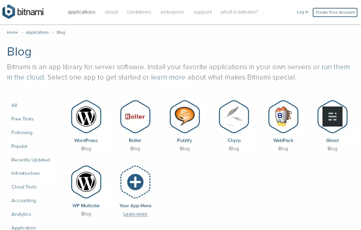 Overview of the Bitnami blog creating apps Image: Overview of the Bitnami blog creating apps