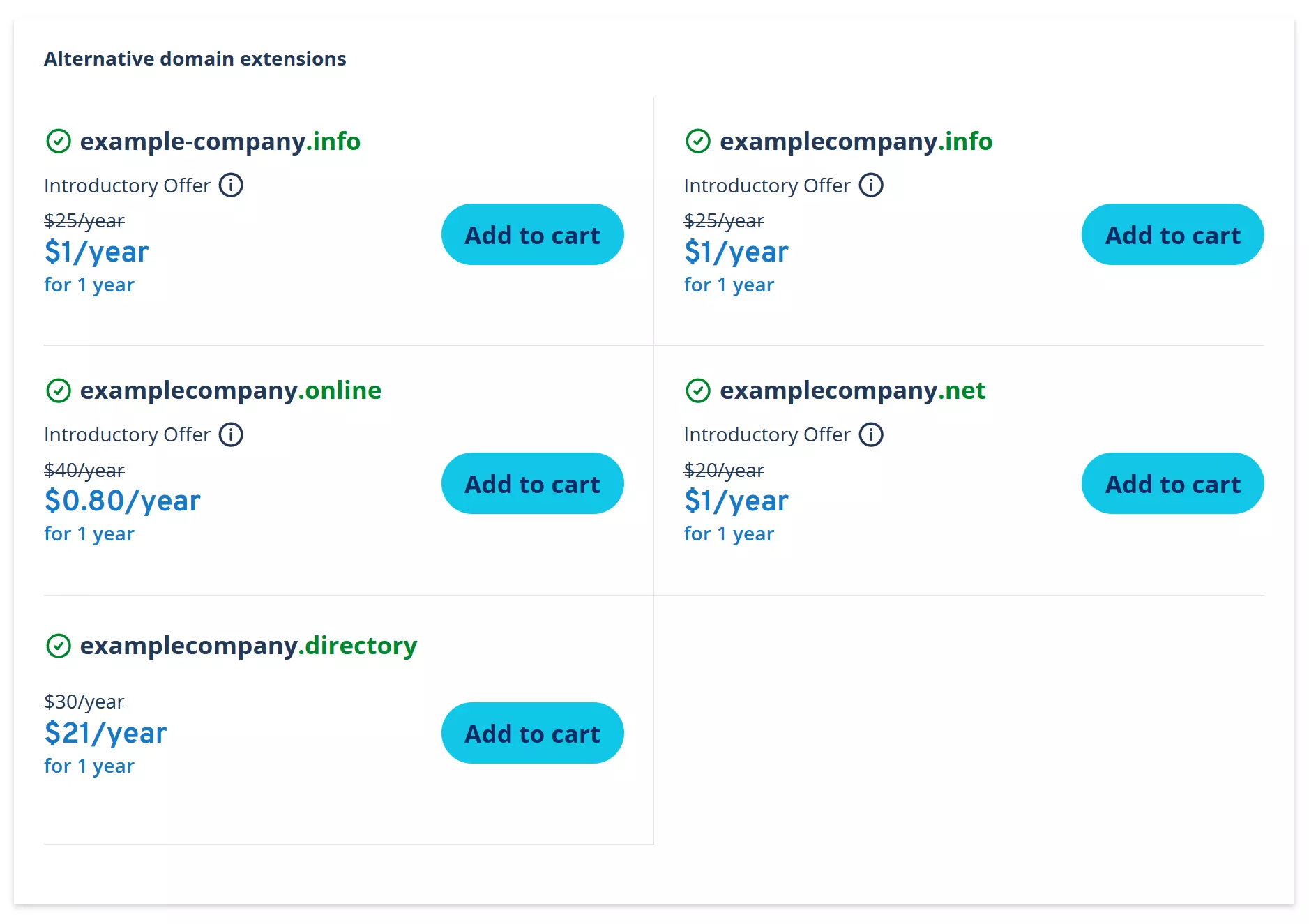 Image: IONOS gives suggestions for other options