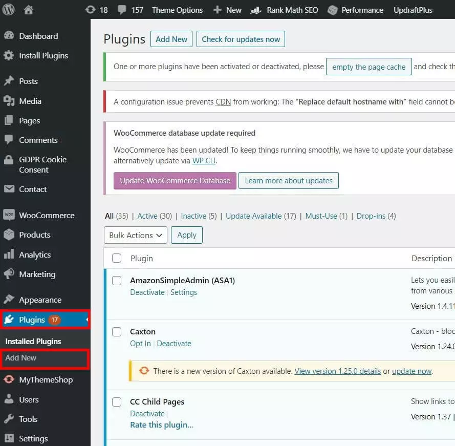 Image: Installing a plug-in in WordPress