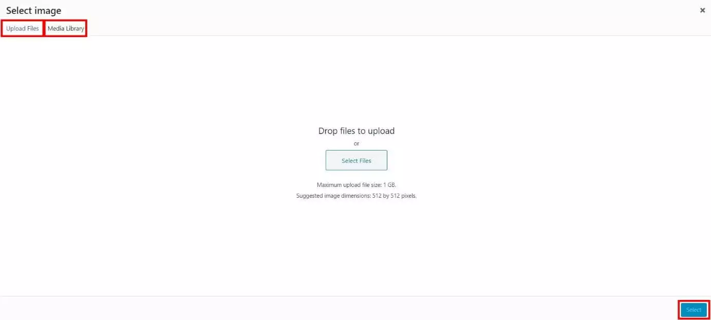 Image: The WordPress media library