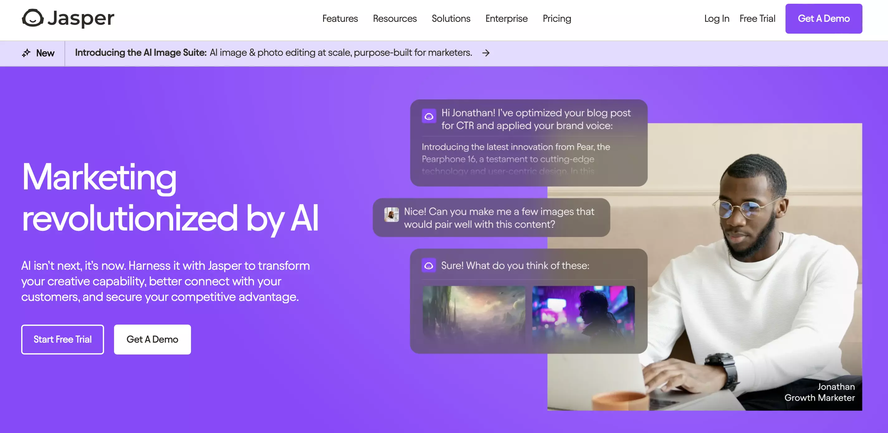 Image: Screenshot of JasperAI website
