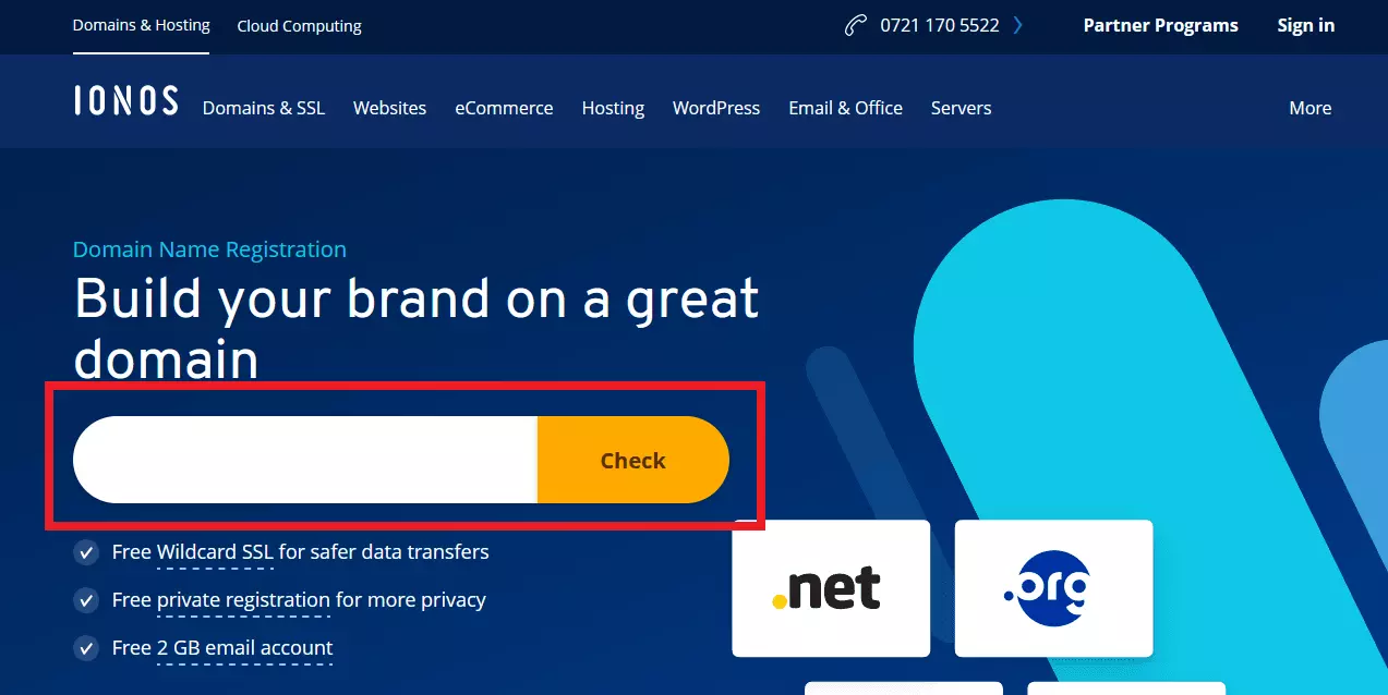 Domain search with the IONOS domain finder Image: Domain search with the IONOS domain finder